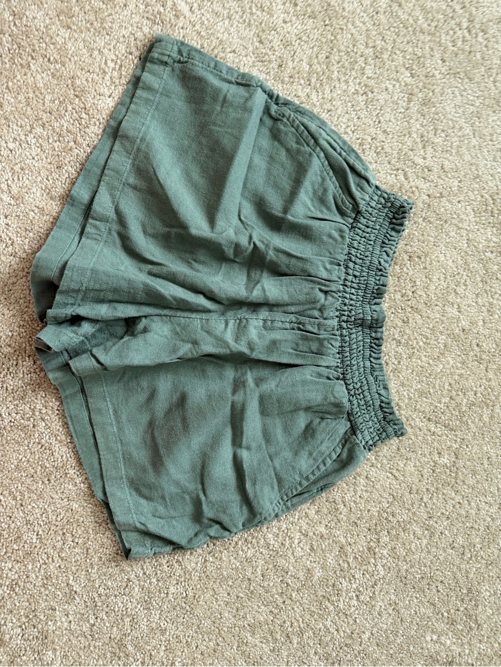 Universal Thread Olive Green High-Waist Smocked Linen Shorts